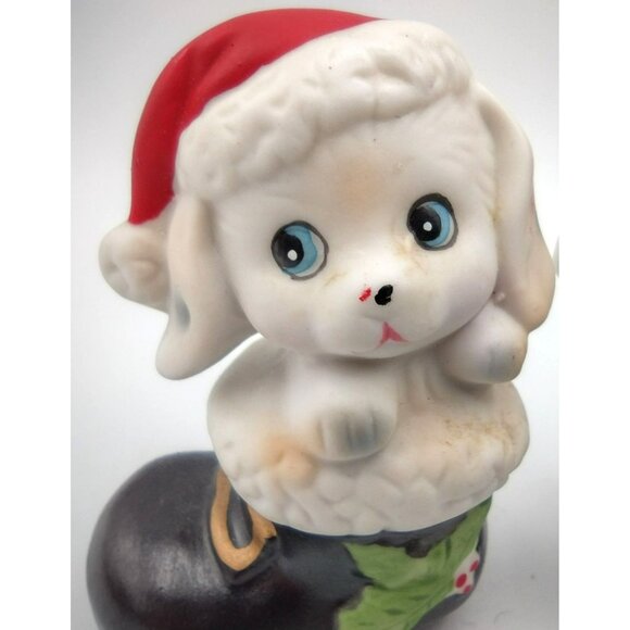 Christmas Animals Homco Ceramic Mouse Puppy Kitten Figures Santa Boots 1960s - Picture 5 of 16